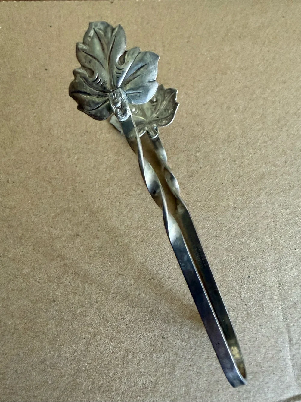 Leaf-Top Decorative Spoon Pair - Silver-Tone